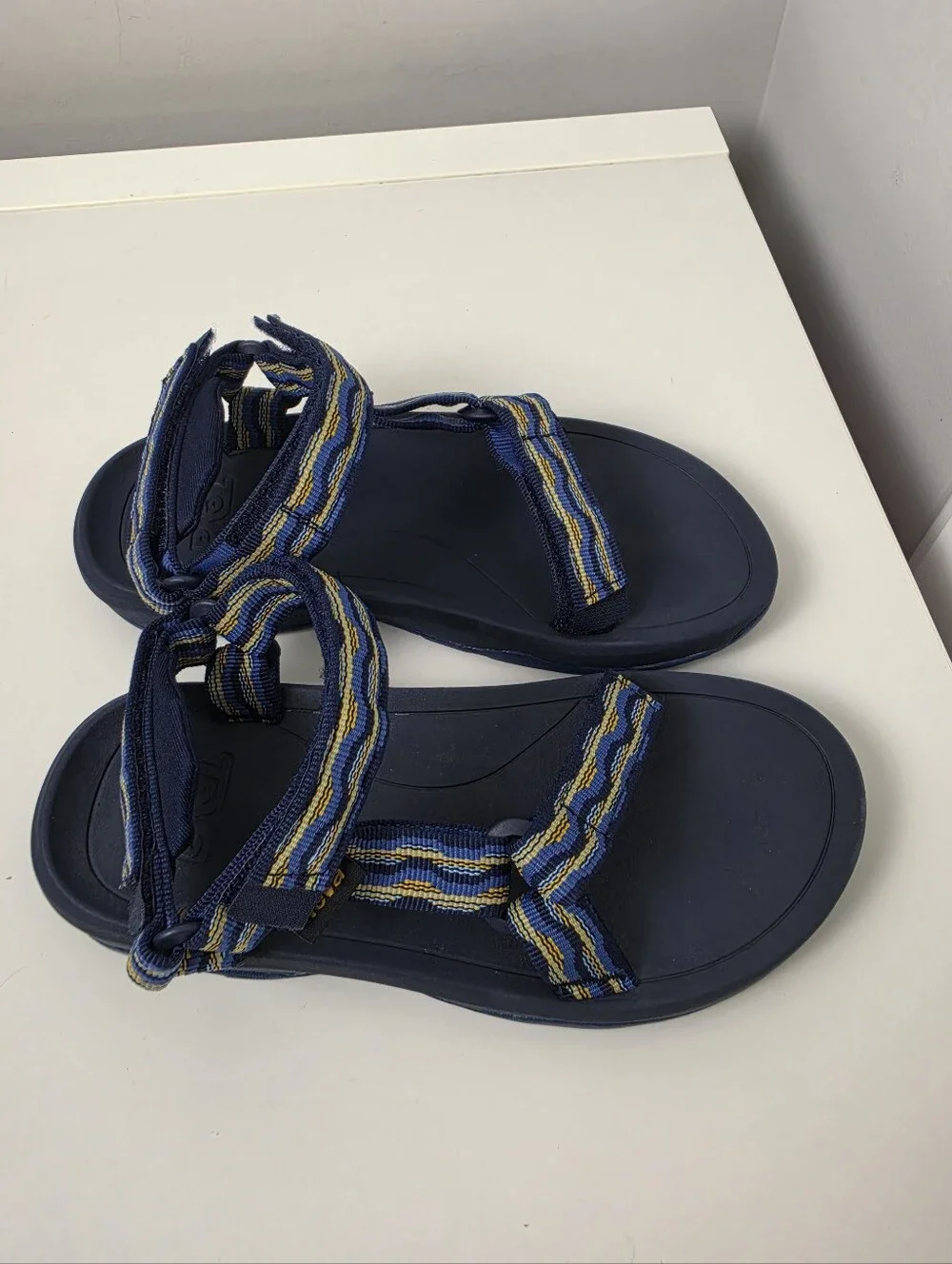 Teva Kids Navy Blue Strappy Sandals with Yellow & Light Blue Accents